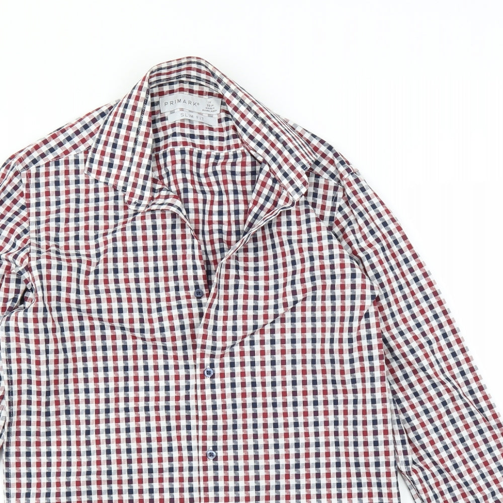 Primark Mens Red Check   Button-Up Size 14