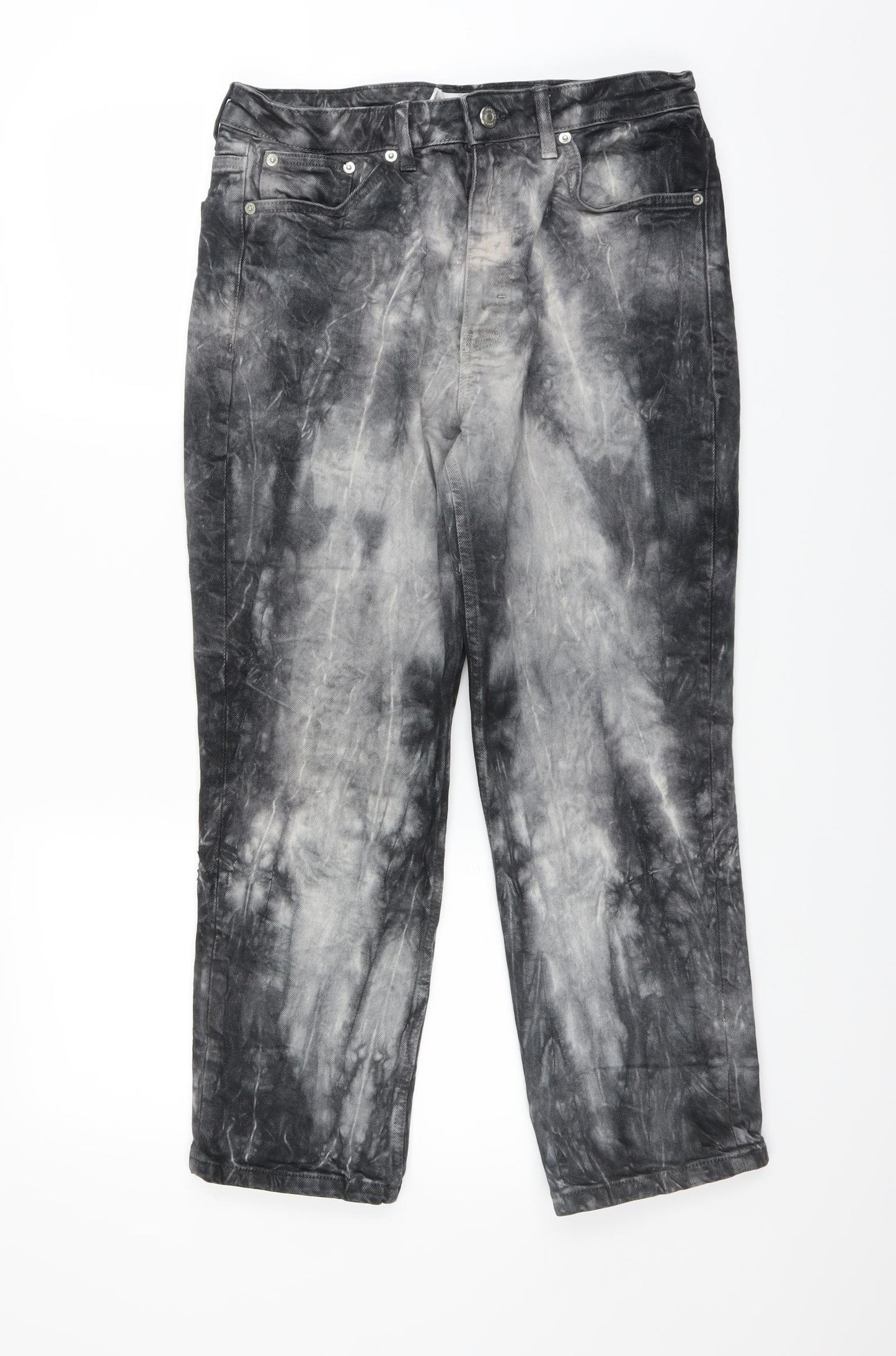 Topshop Womens Grey  Denim Straight Jeans Size 32 in L25 in - tie dye