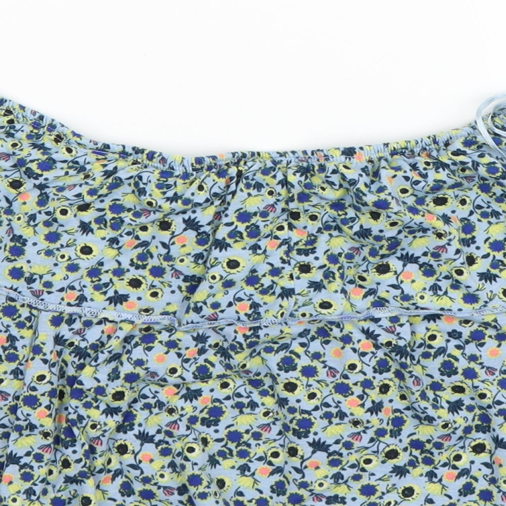 Topshop Womens Blue Floral  Basic Blouse Size 6  - Crop