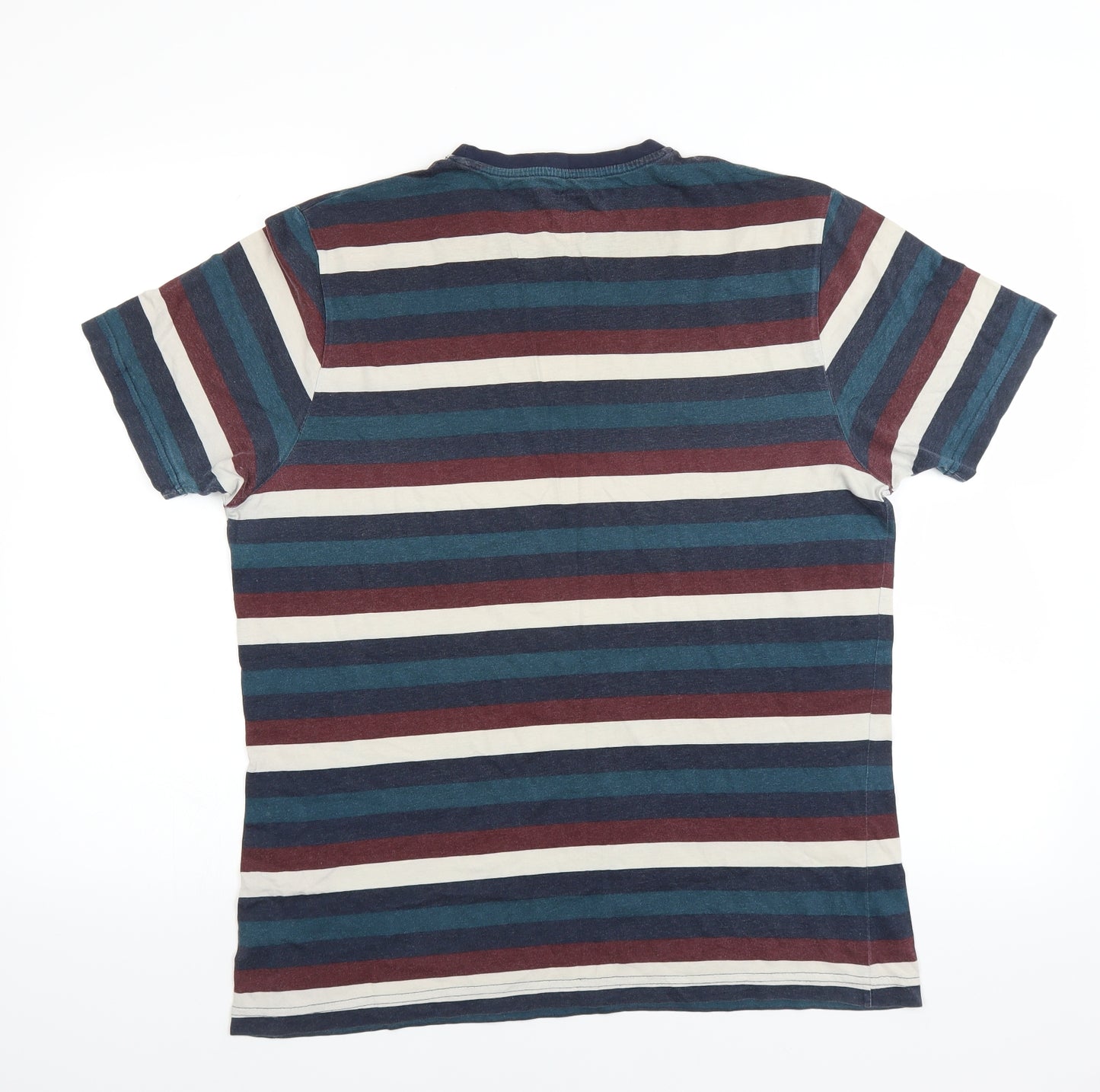 DUNNES Mens Blue Striped   T-Shirt Size L