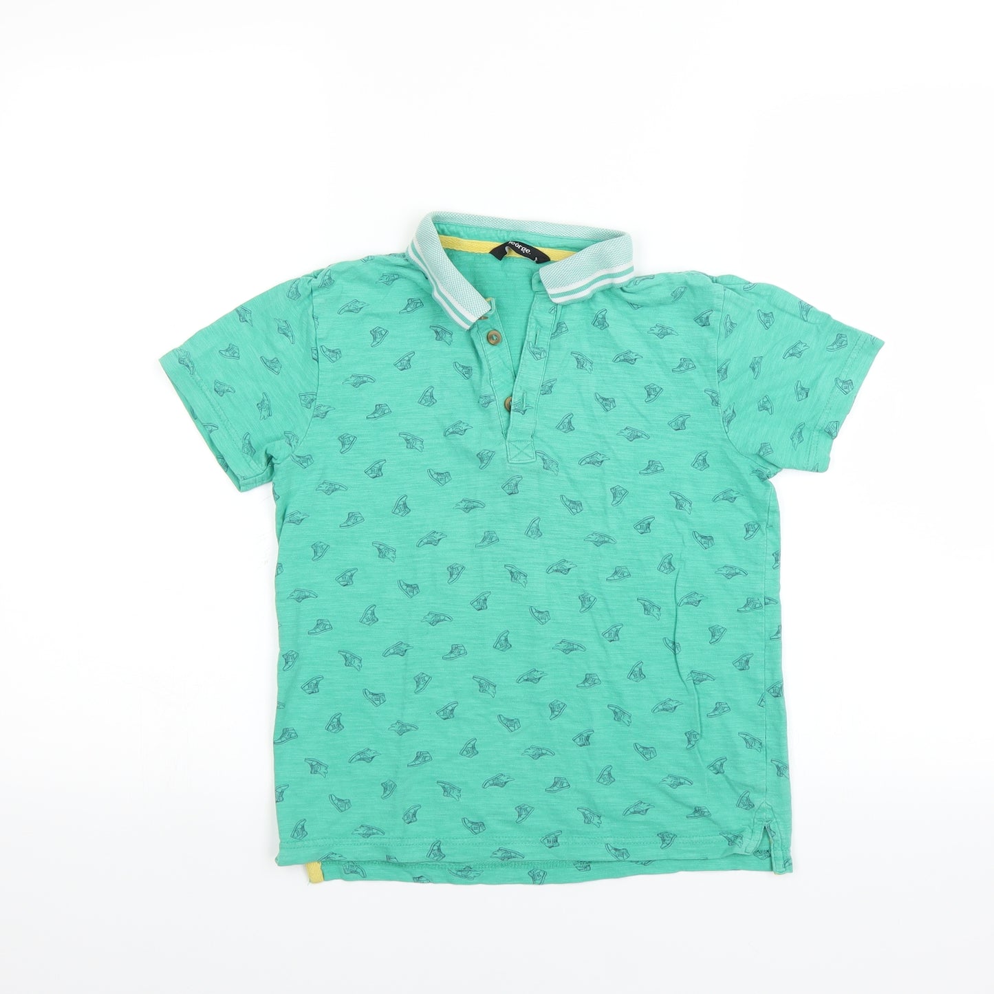 George Boys Green   Basic Polo Size 9-10 Years  - trainer print