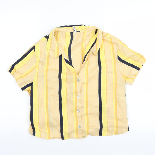 TRF Collection Womens Yellow Striped  Basic Blouse Size S