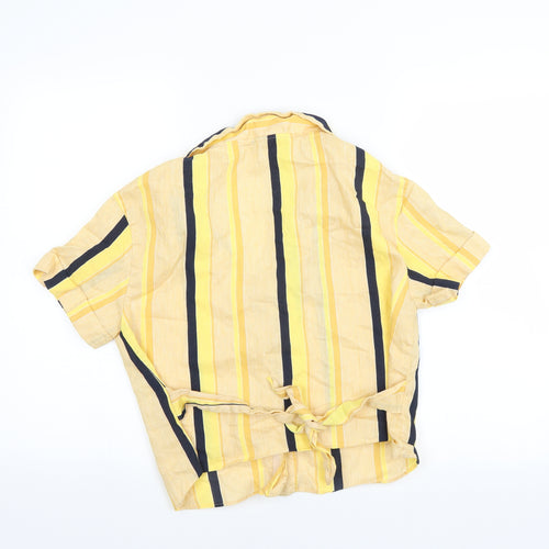 TRF Collection Womens Yellow Striped  Basic Blouse Size S