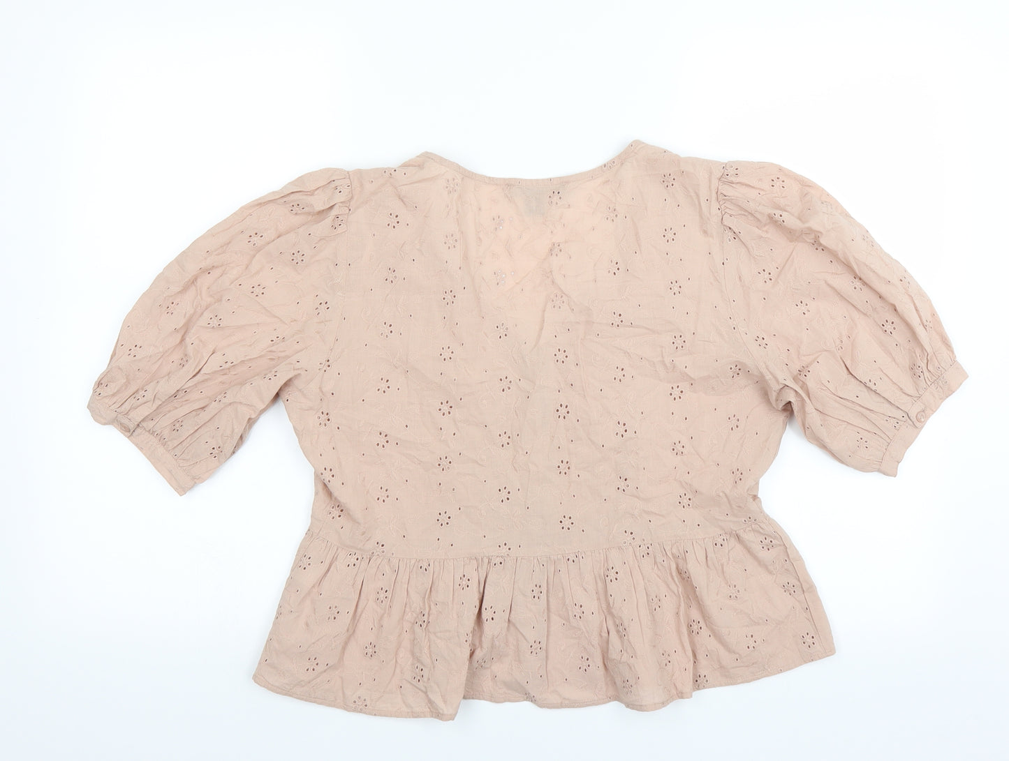 Primark Womens Beige Floral  Basic Blouse Size 12  - Broderie Anglaise