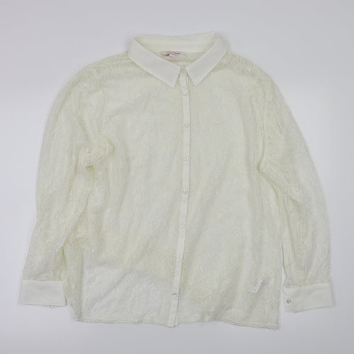 Marisota Womens Ivory Floral  Basic T-Shirt