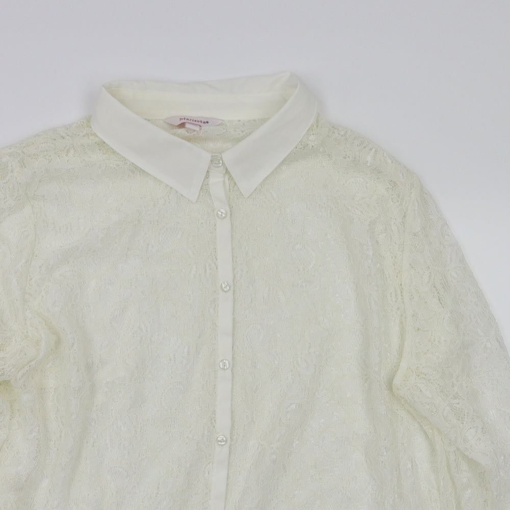 Marisota Womens Ivory Floral  Basic T-Shirt