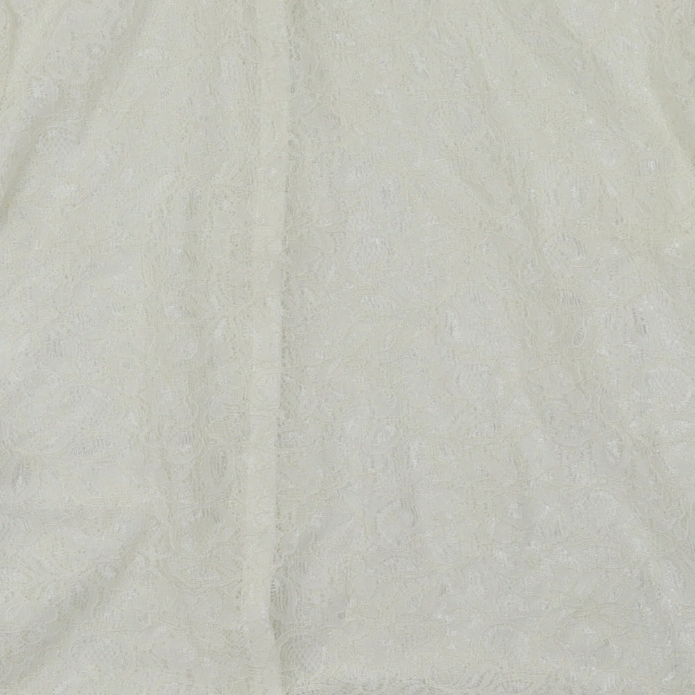 Marisota Womens Ivory Floral  Basic T-Shirt