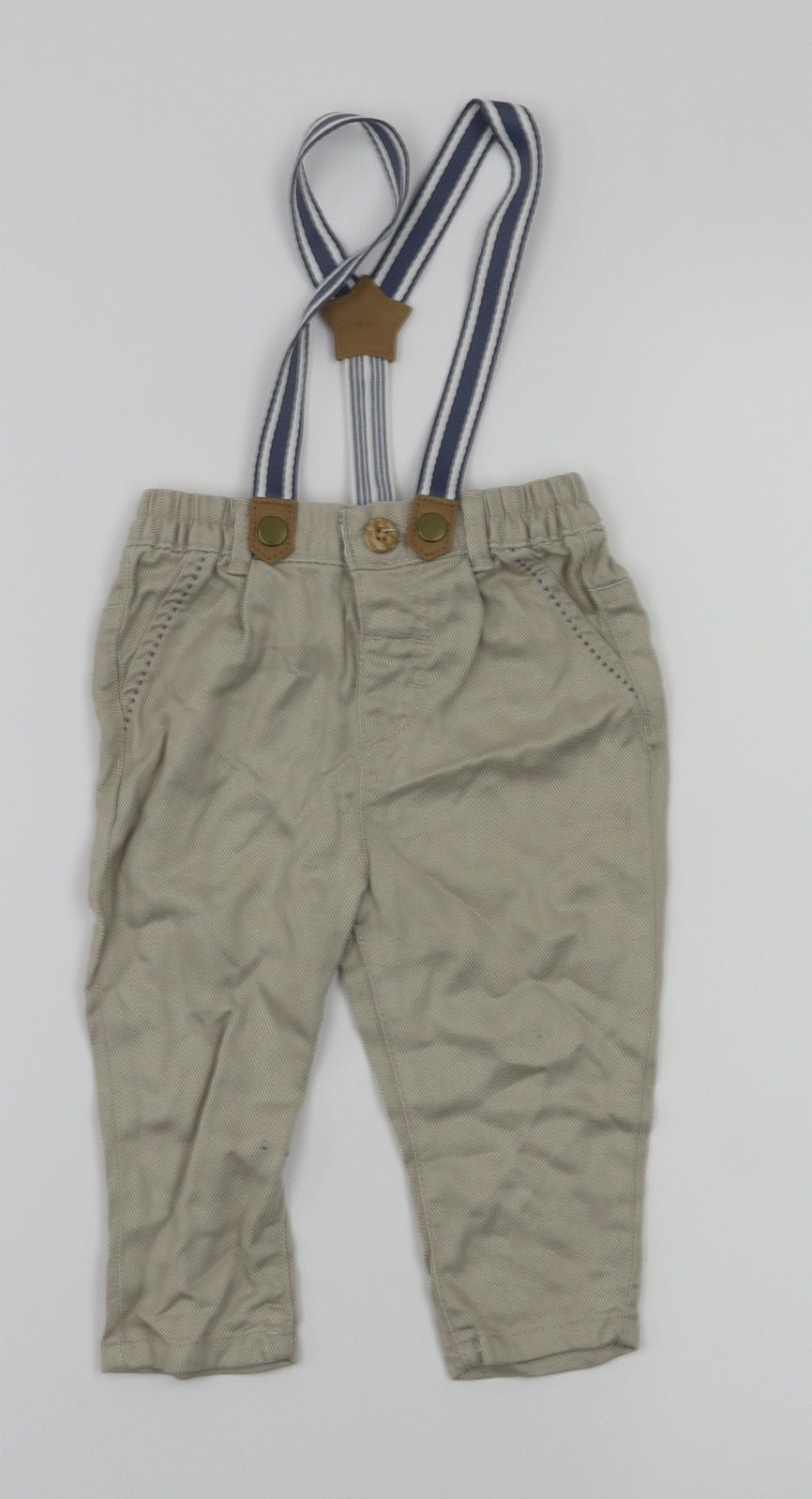 numteg Boys Beige   Cargo Trousers Size 6-9 Months