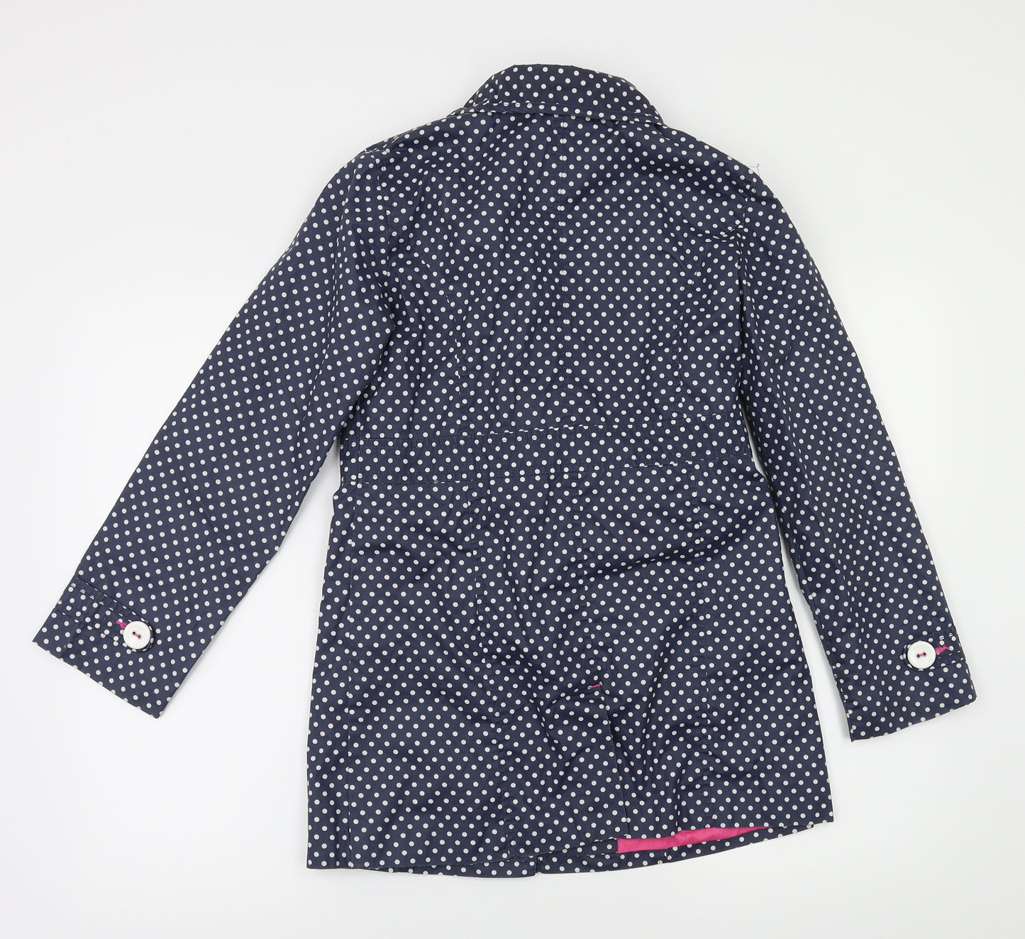 George Girls Blue Polka Dot  Basic Coat Coat Size 10-11 Years