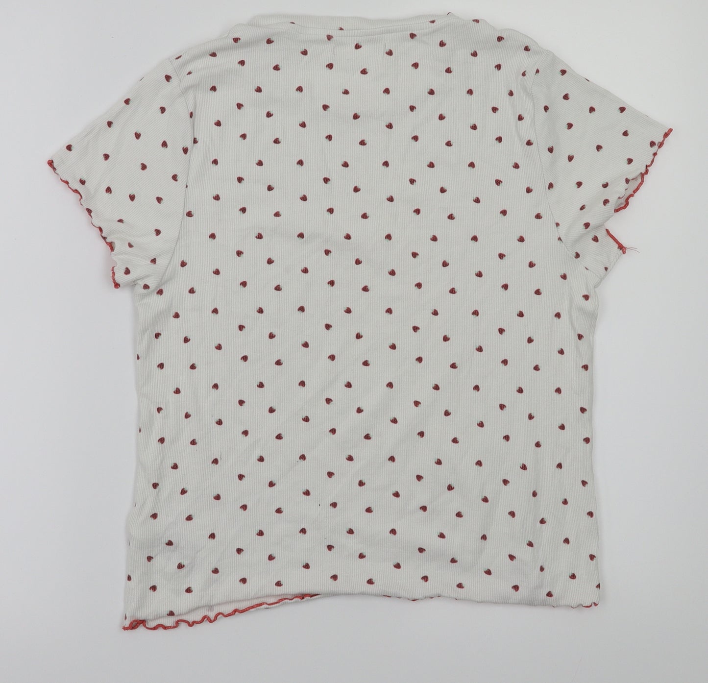 m&s Girls White Houndstooth  Basic T-Shirt Size 15-16 Years