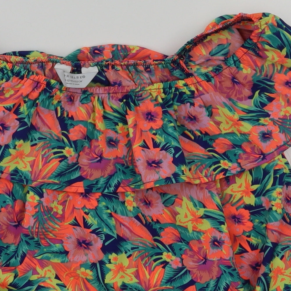 Primark Girls Multicoloured Floral  Basic T-Shirt Size 11-12 Years