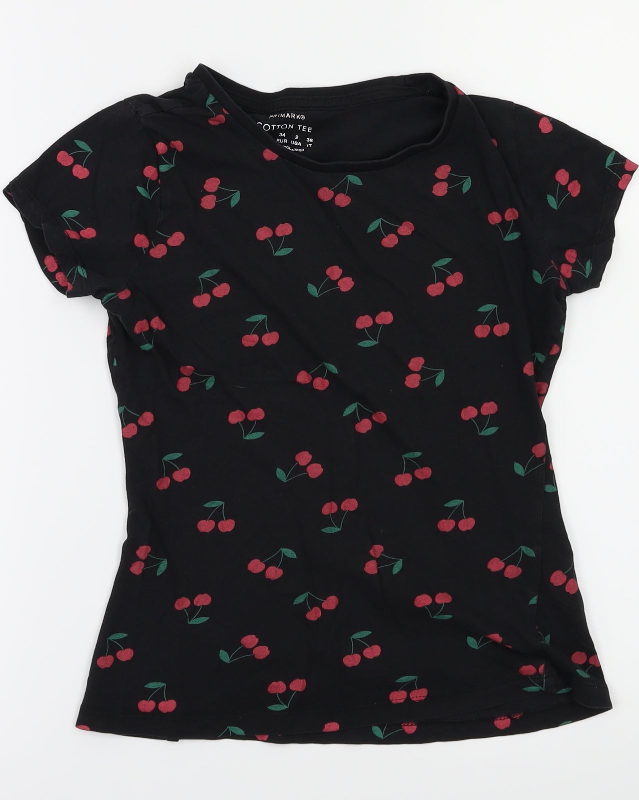 Primark Girls Black Animal Print  Basic T-Shirt Size 6 Years