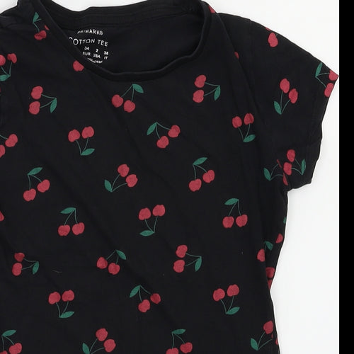 Primark Girls Black Animal Print  Basic T-Shirt Size 6 Years