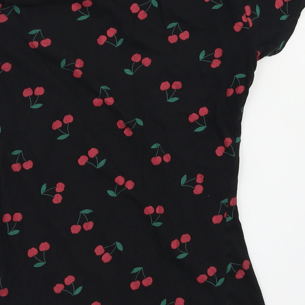 Primark Girls Black Animal Print  Basic T-Shirt Size 6 Years