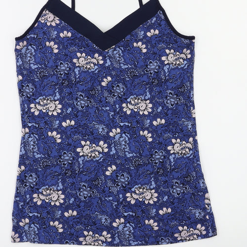 dunns Womens Blue Floral  Basic T-Shirt Size S