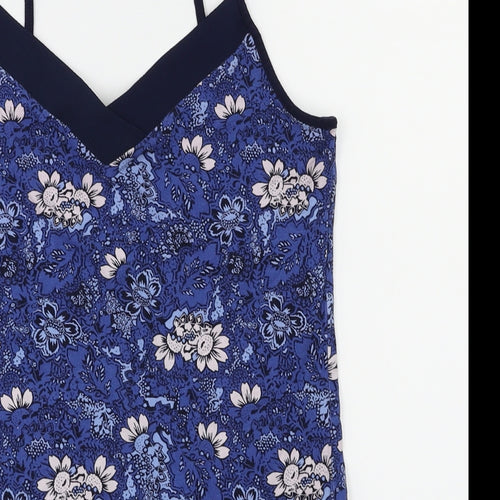 dunns Womens Blue Floral  Basic T-Shirt Size S