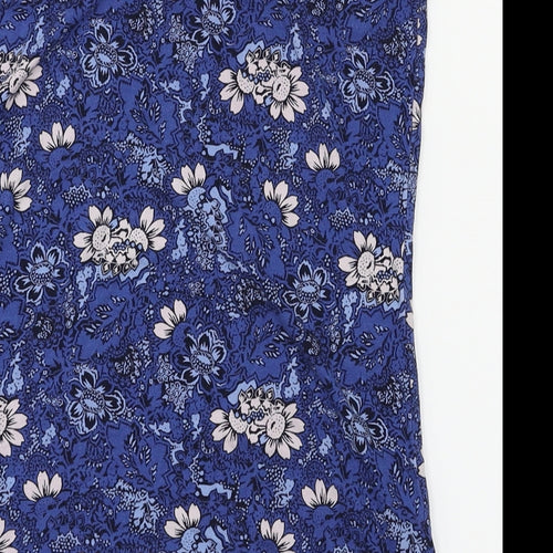 dunns Womens Blue Floral  Basic T-Shirt Size S