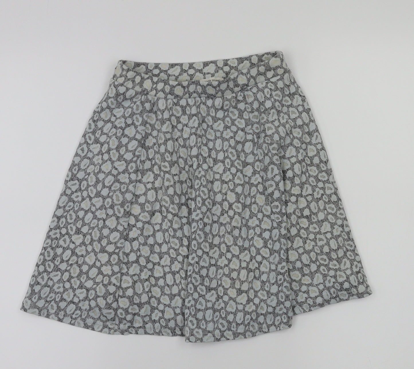 river island  Womens Grey Floral  Flare Skirt Size 6
