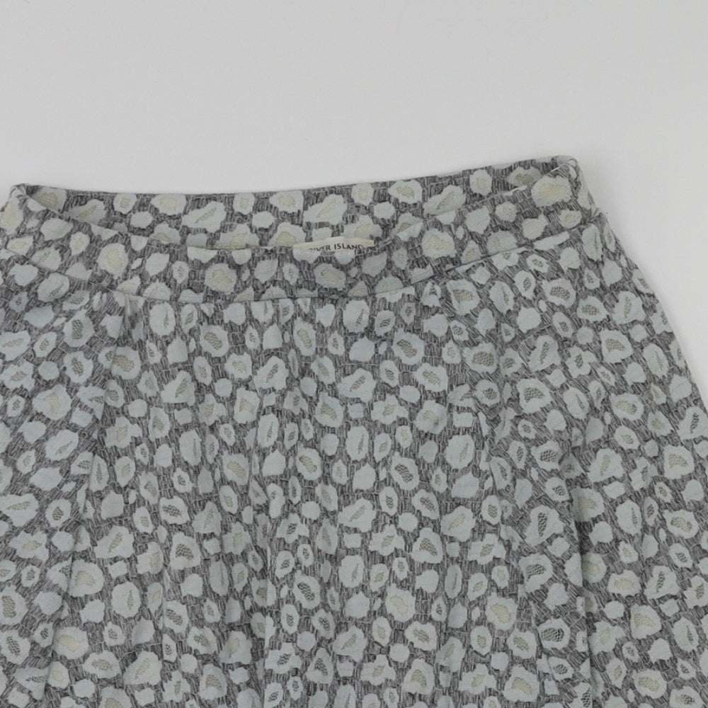 river island  Womens Grey Floral  Flare Skirt Size 6