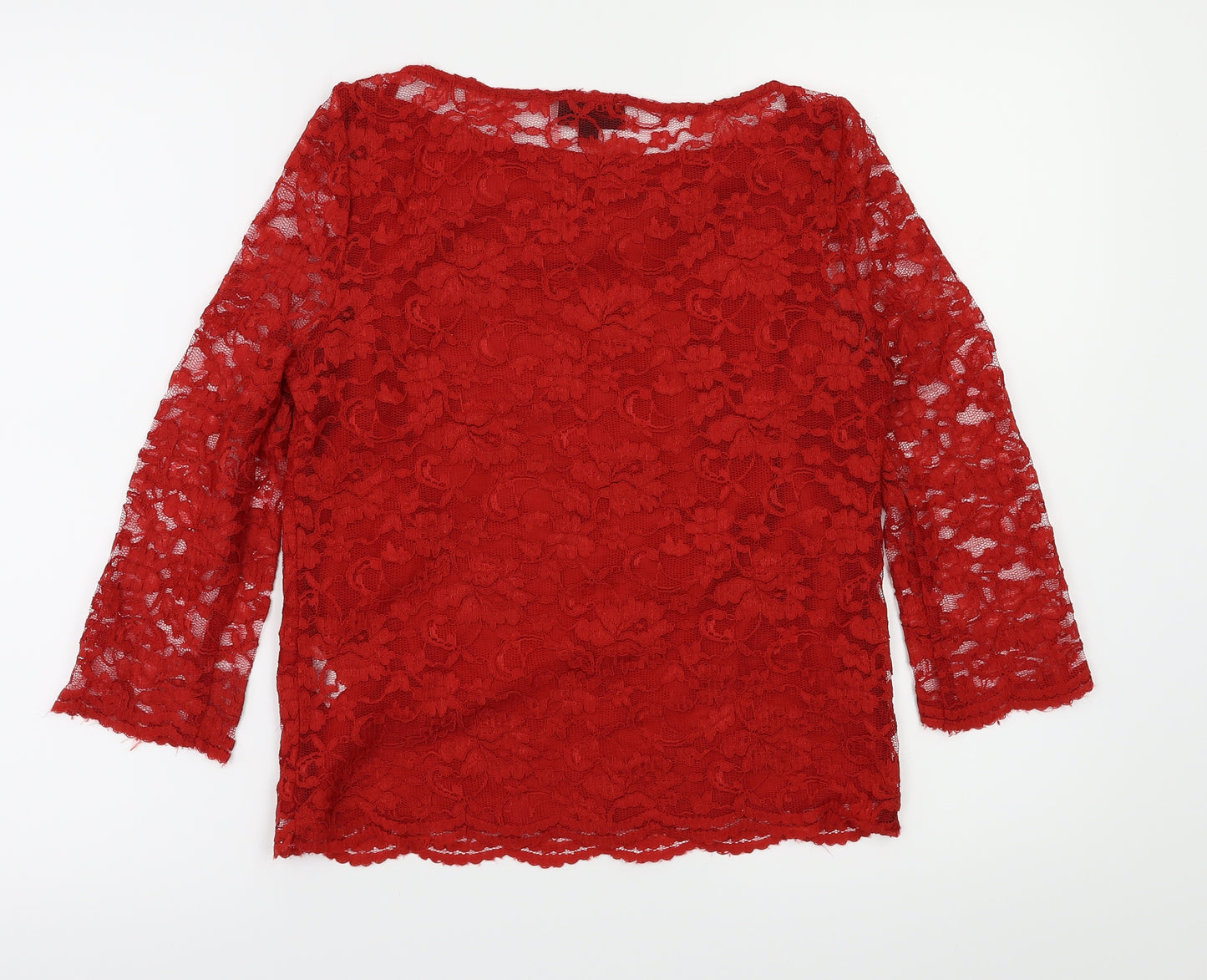 TOP SHOP Womens Red Floral  Basic T-Shirt Size 10