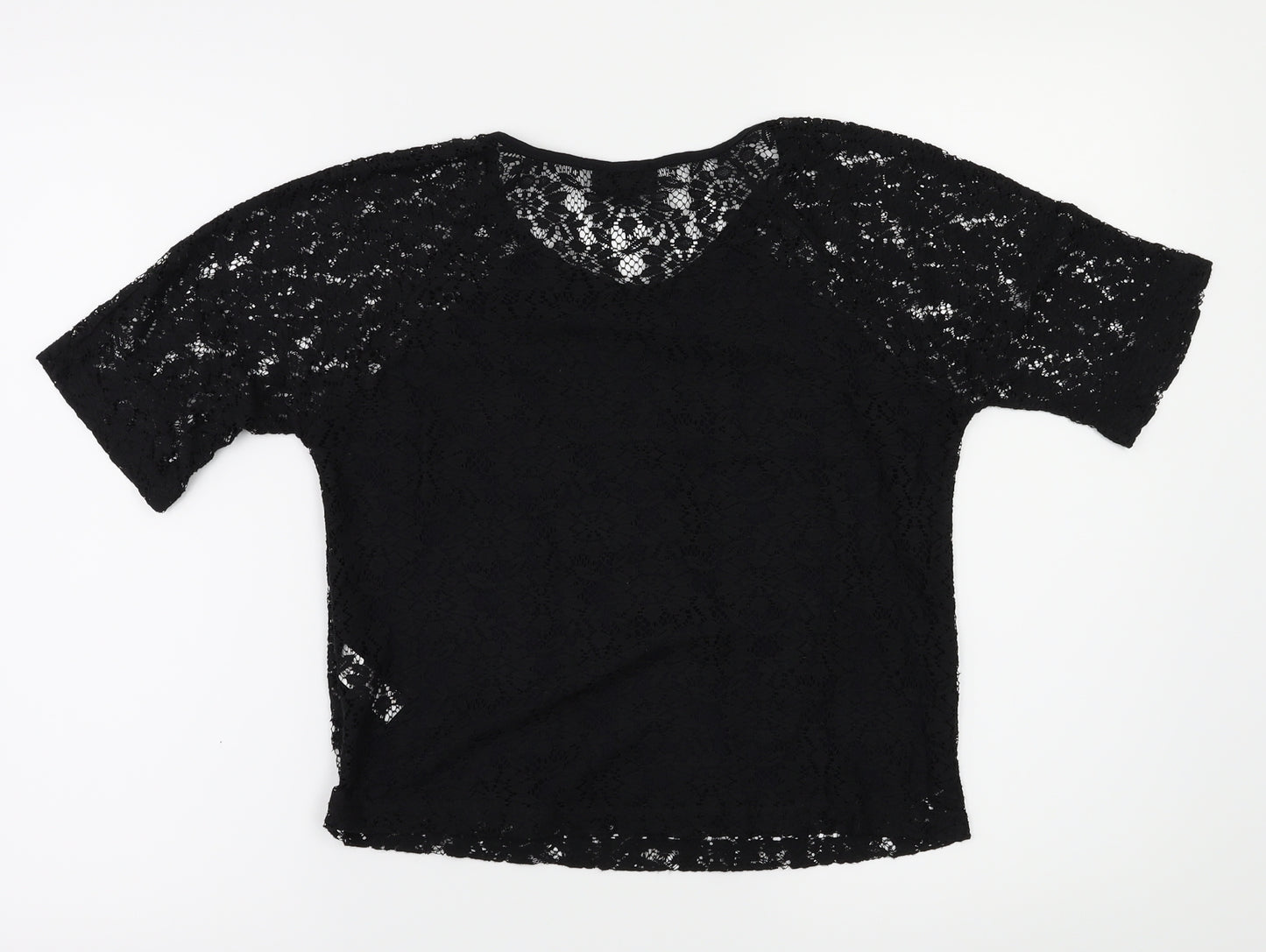 top shop Womens Black Floral  Basic T-Shirt Size 8