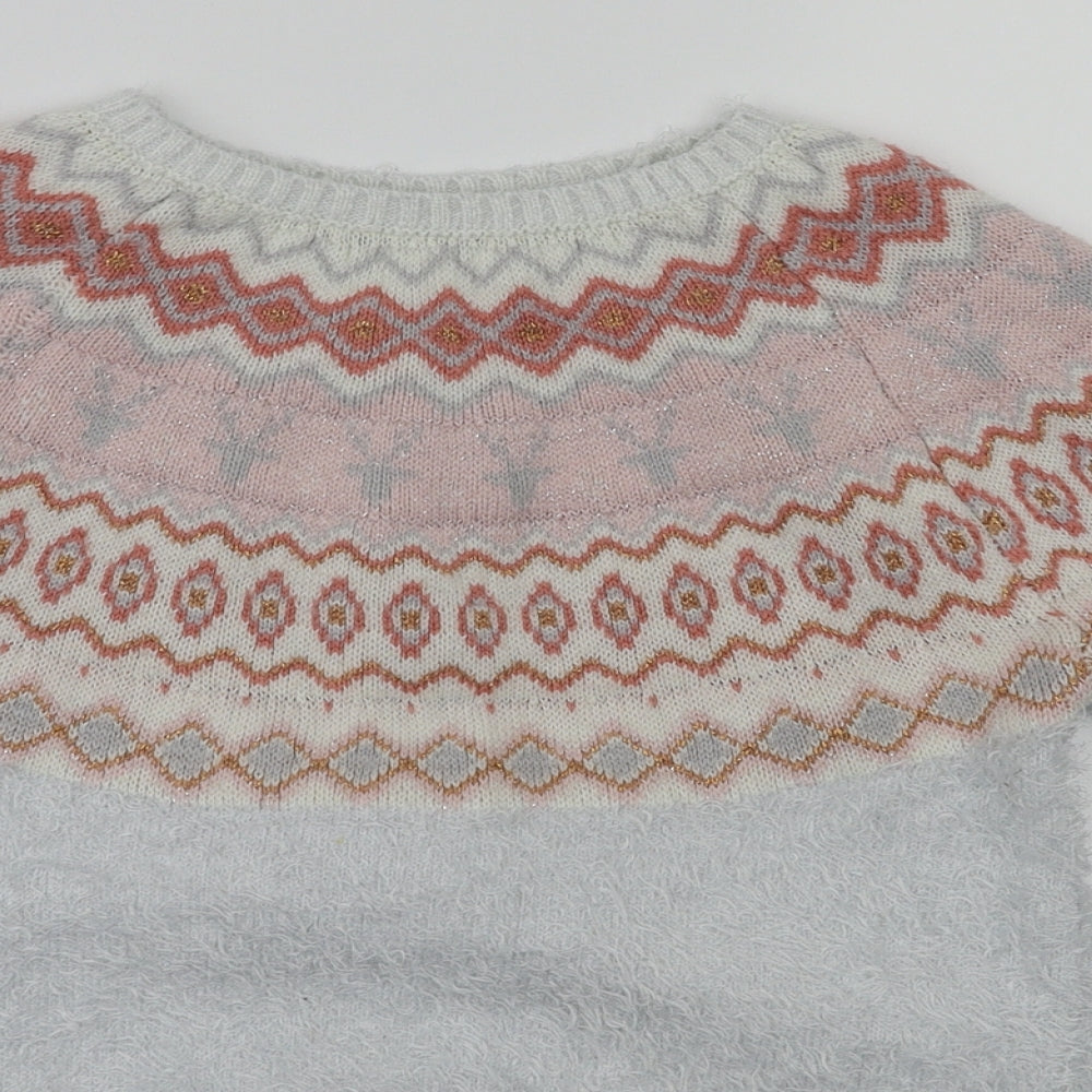 morrisons  Girls Grey Argyle/Diamond  Pullover Jumper Size 10 Years