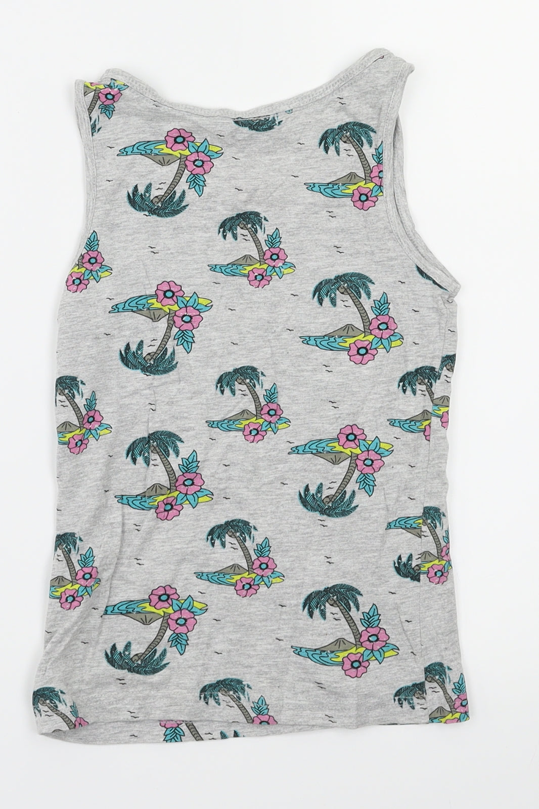 Preworn Girls Grey Animal Print  Basic T-Shirt Size 7-8 Years