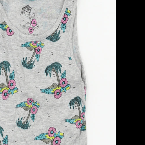 Preworn Girls Grey Animal Print  Basic T-Shirt Size 7-8 Years