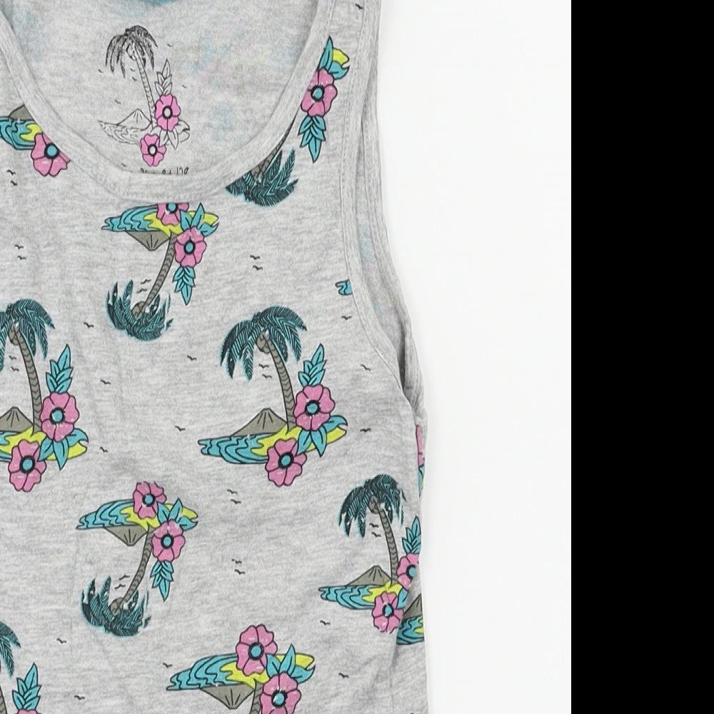 Preworn Girls Grey Animal Print  Basic T-Shirt Size 7-8 Years
