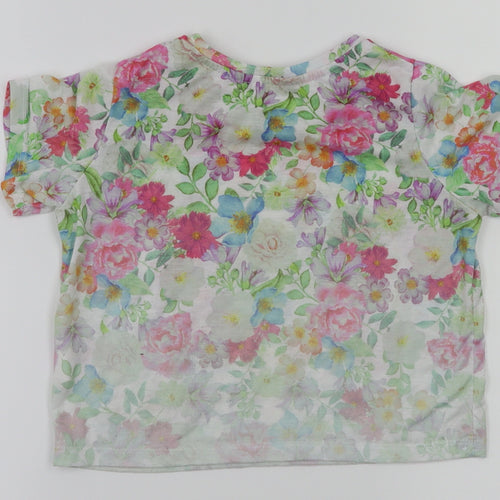 yd Girls Ivory Floral  Basic T-Shirt Size 7-8 Years