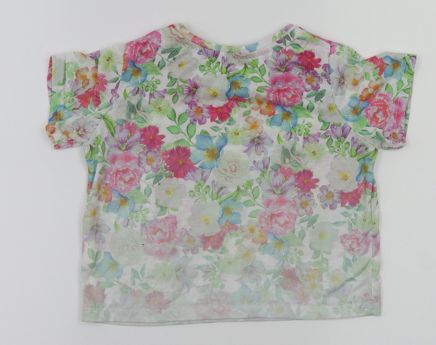 yd Girls Ivory Floral  Basic T-Shirt Size 7-8 Years