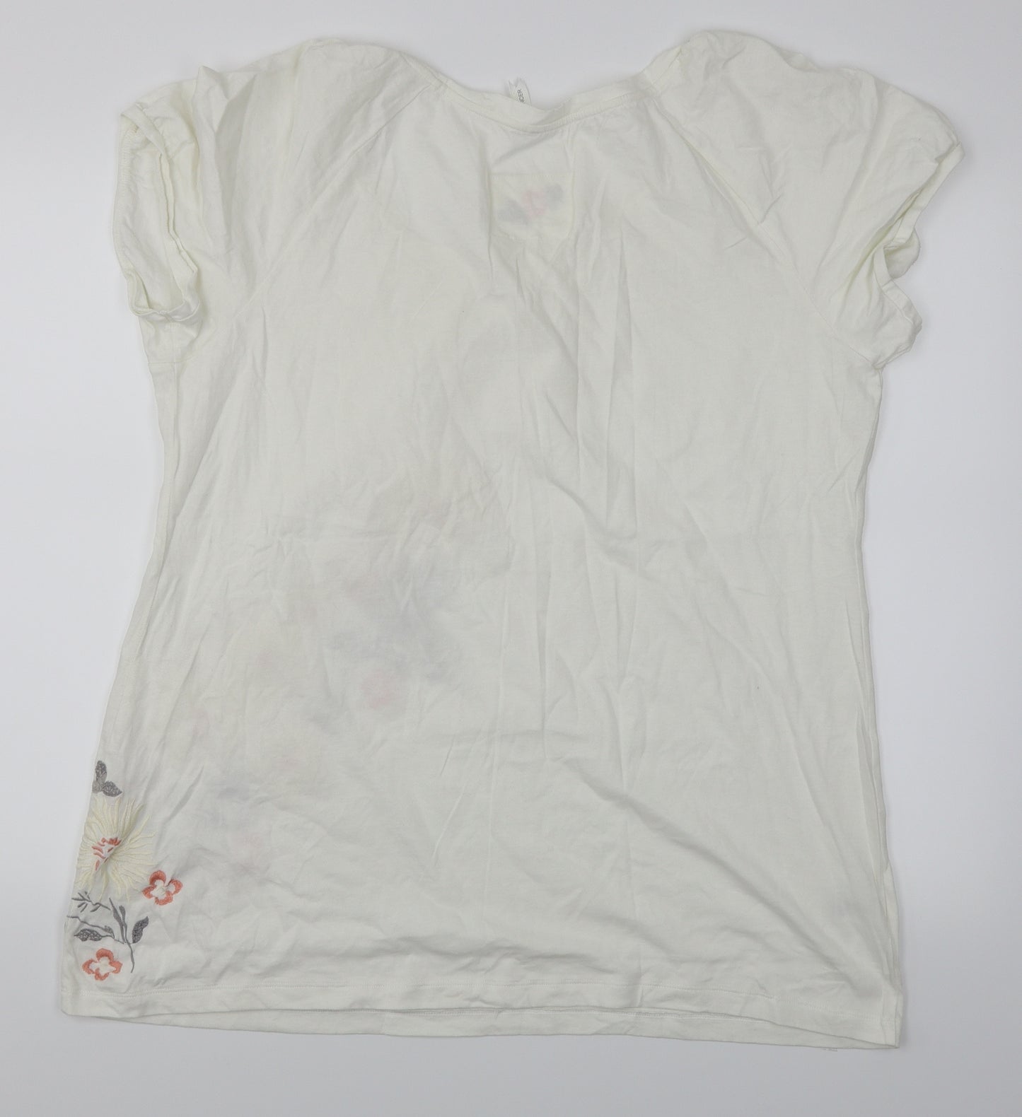 Marks & Spencer Womens White Floral  Basic T-Shirt Size 22