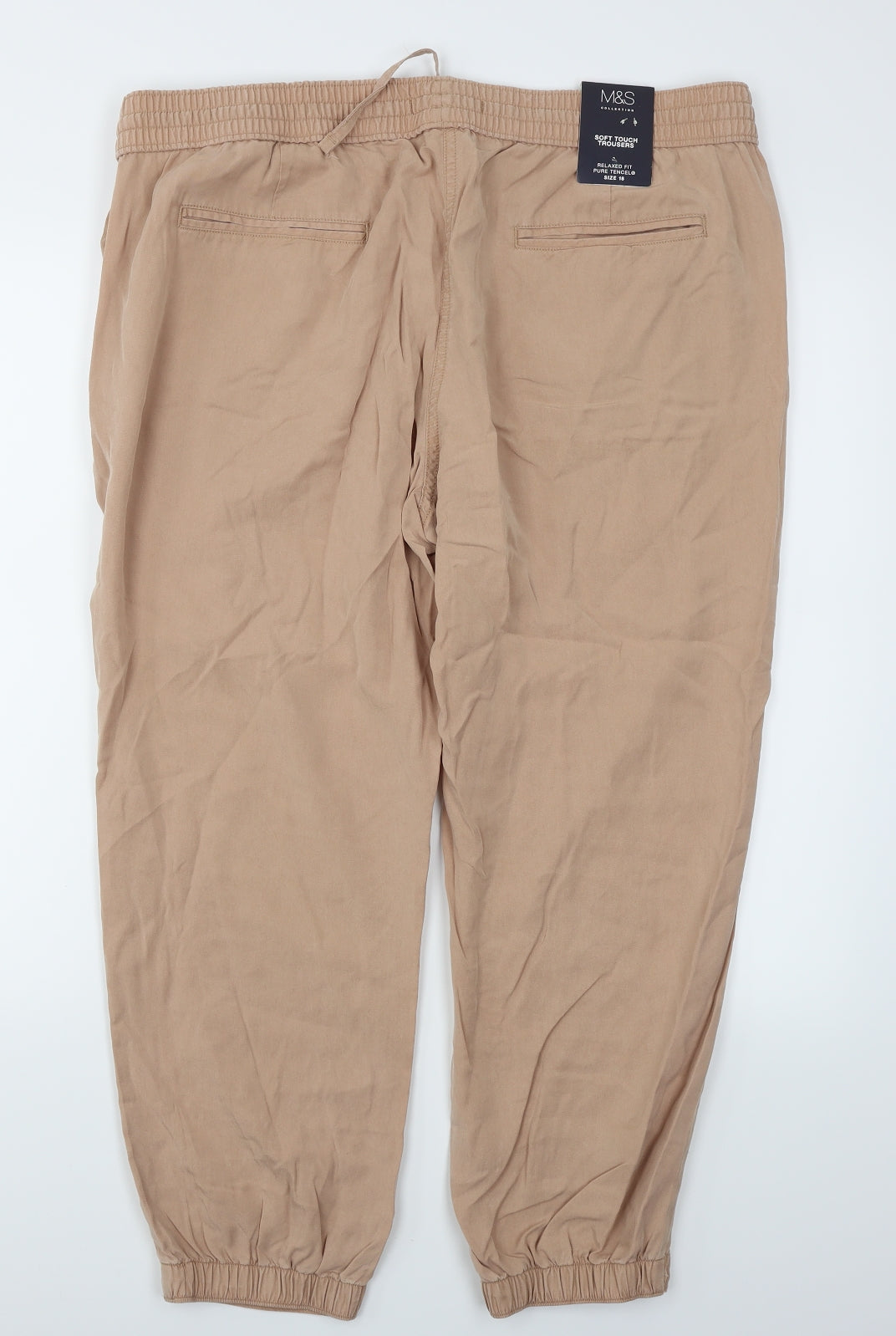 M&S Womens Beige   Cargo Trousers Size 18 L24 in