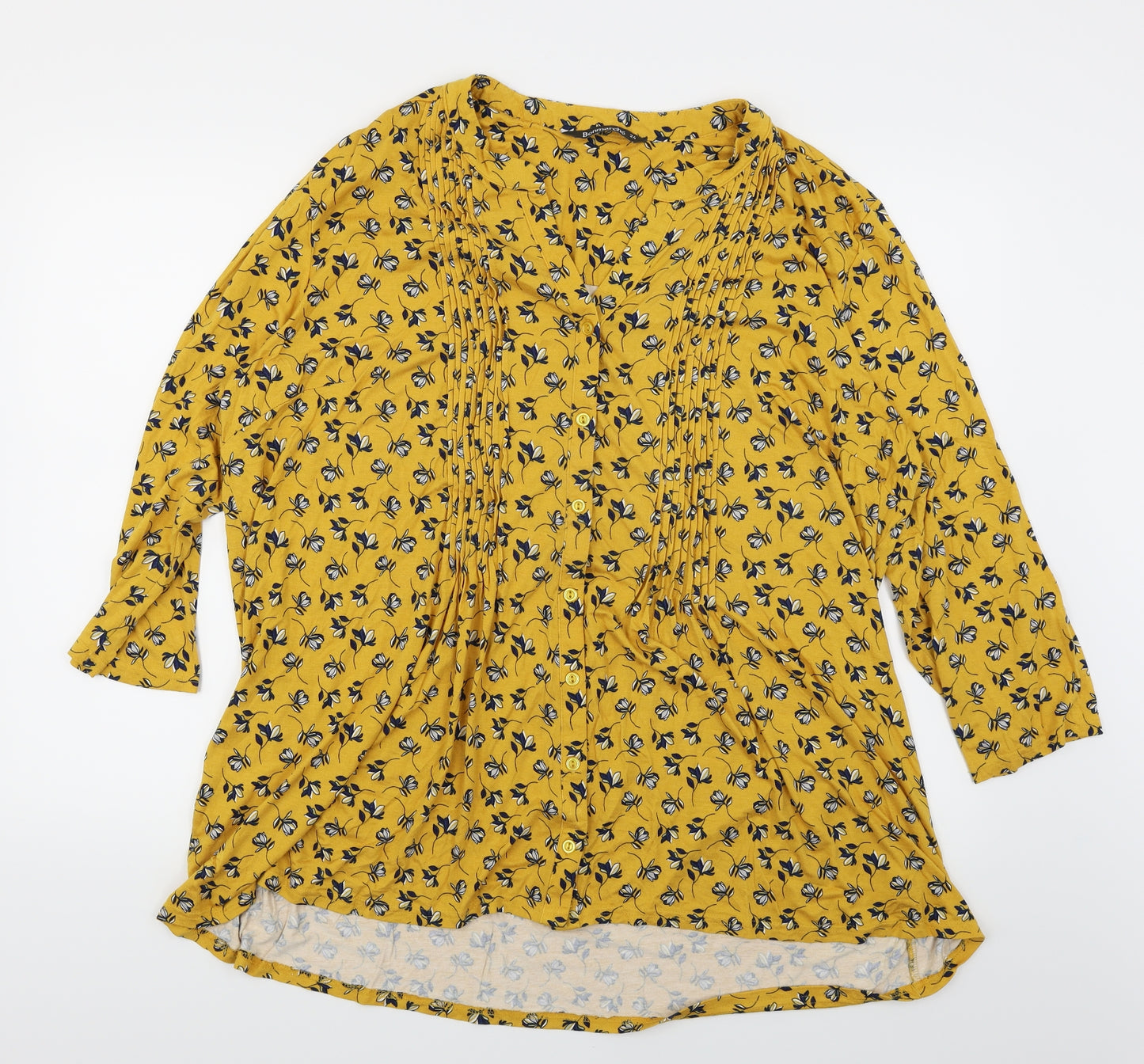 Bon Marché Womens Yellow Floral  Basic Blouse Size 24