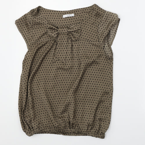 S.Y Womens Brown Polka Dot  Basic Blouse Size M