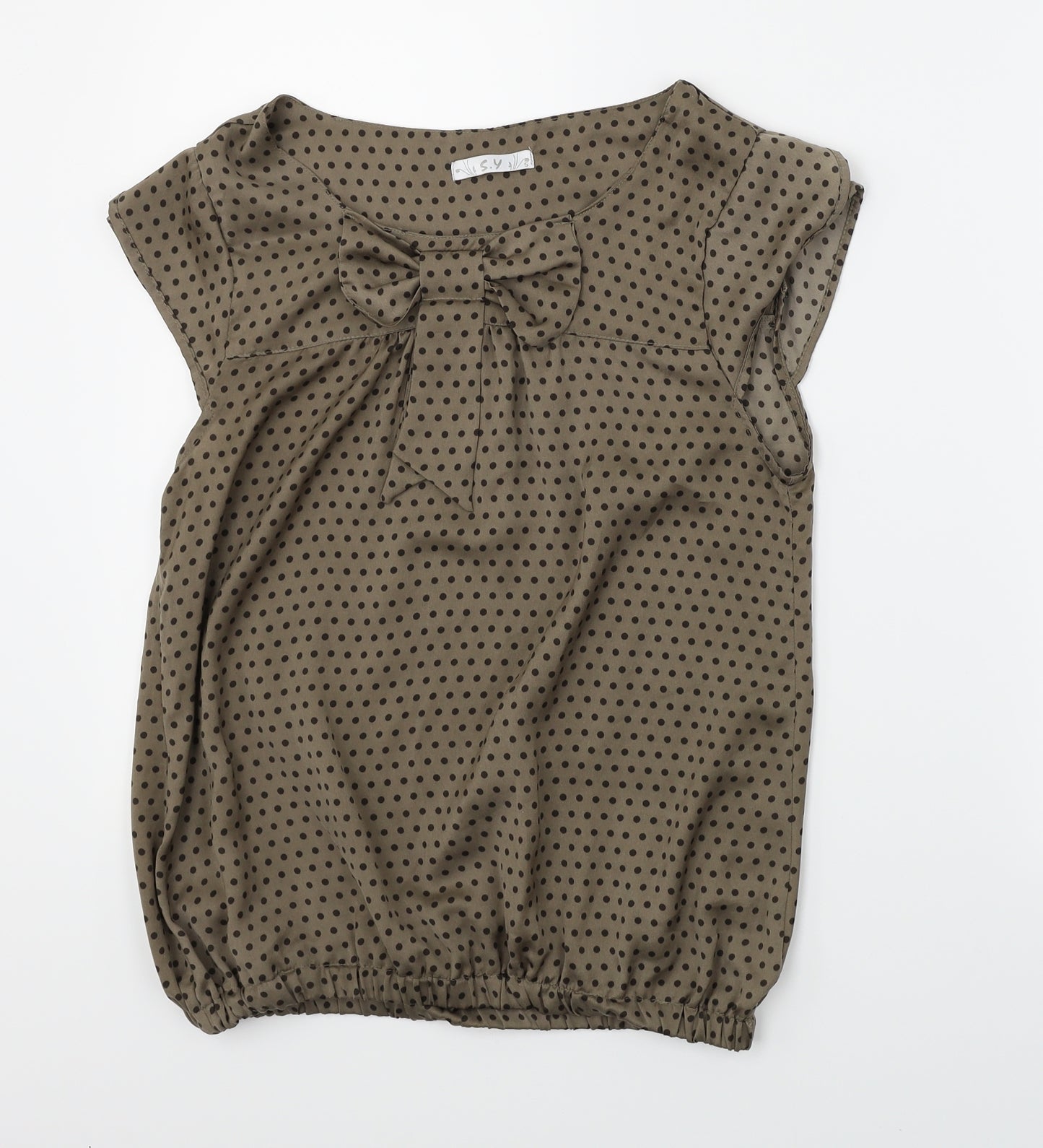 S.Y Womens Brown Polka Dot  Basic Blouse Size M