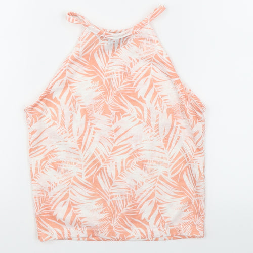 Primark Womens Orange Floral  Camisole T-Shirt Size 8  - Cropped Halter