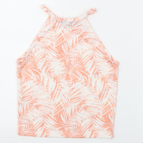 Primark Womens Orange Floral  Camisole T-Shirt Size 8  - Cropped Halter