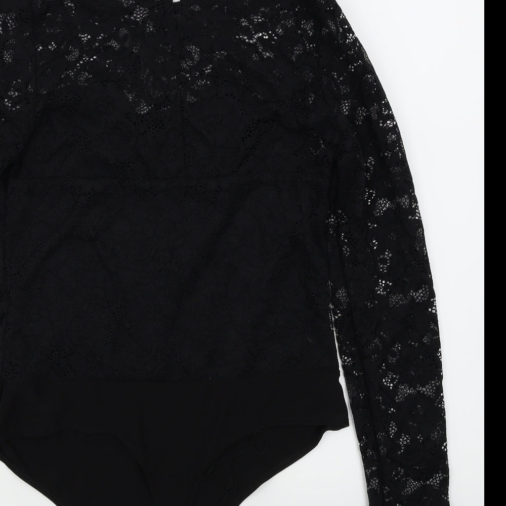 Very Womens Black  Lace Bodysuit One-Piece Size 12