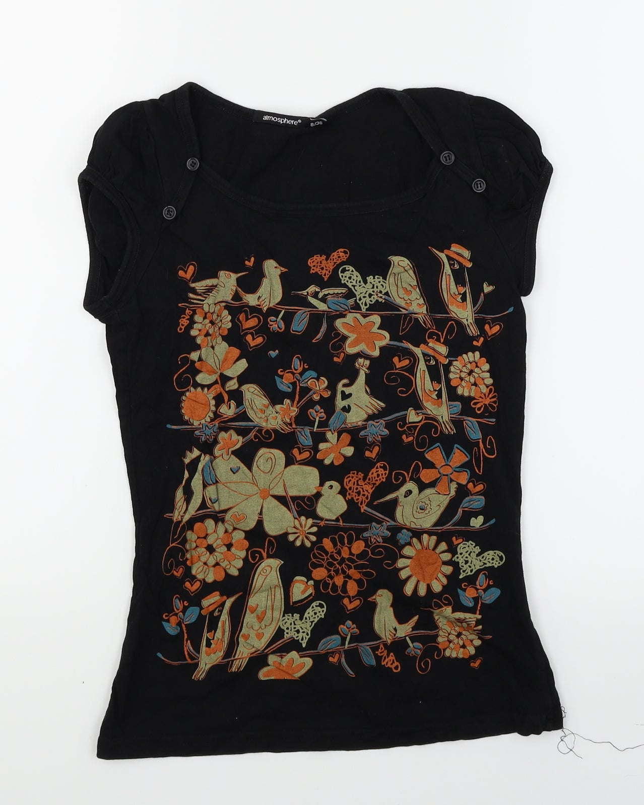 Atmosphere Womens Beige   Basic T-Shirt Size 8  - bird print