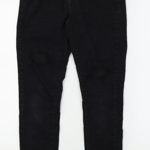 Denim Co Womens Black  Denim Skinny Jeans Size 12 L25 in - Ripped Knees