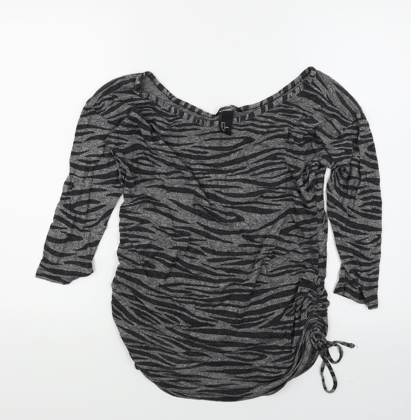 Mama Womens Black Animal Print  Basic T-Shirt Size S