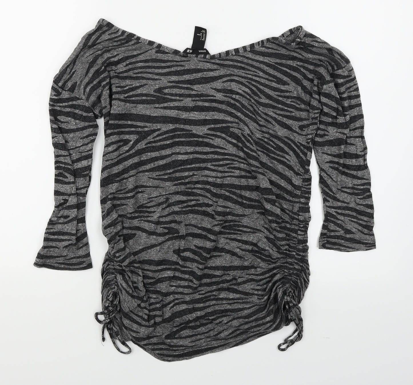 Mama Womens Black Animal Print  Basic T-Shirt Size S