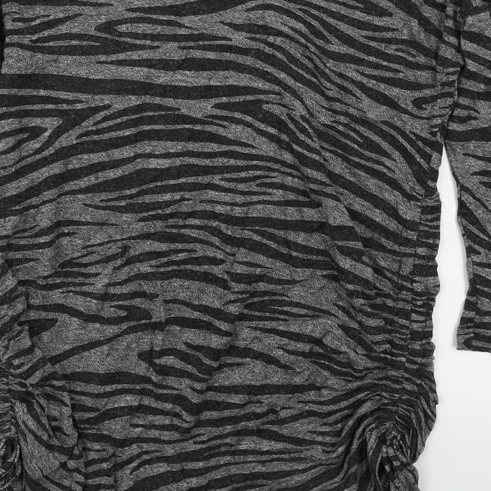 Mama Womens Black Animal Print  Basic T-Shirt Size S