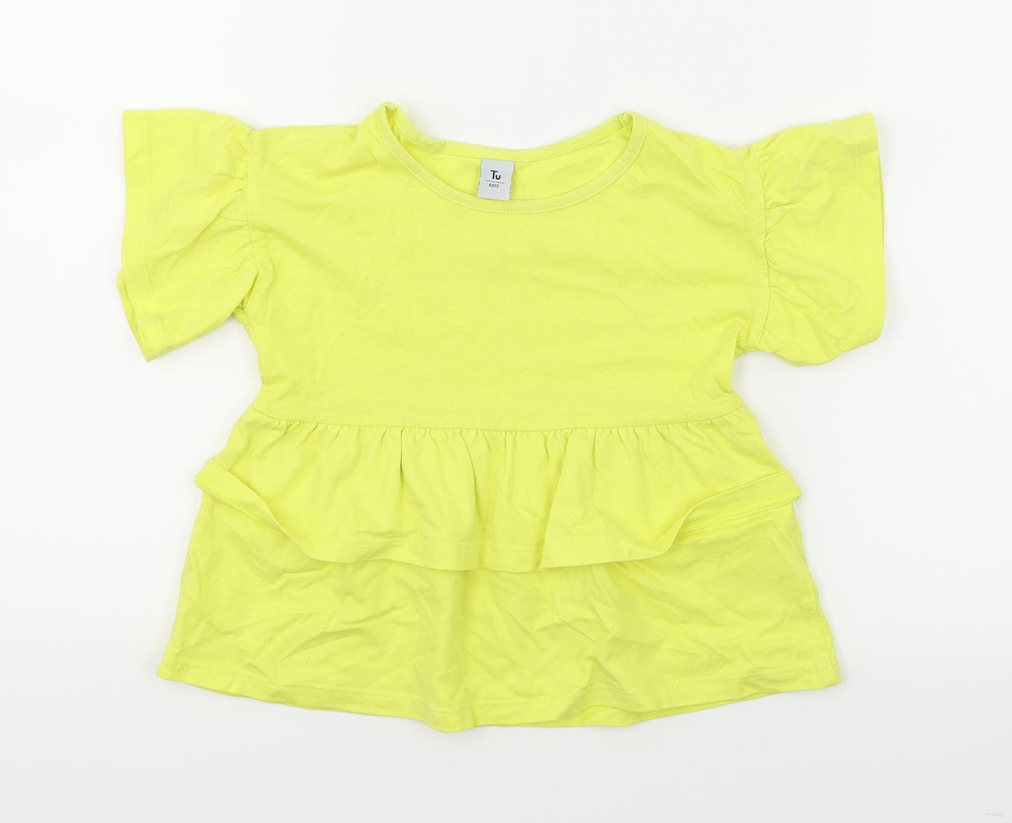 TU Girls Yellow   Basic T-Shirt Size 3 Years  - Peplum