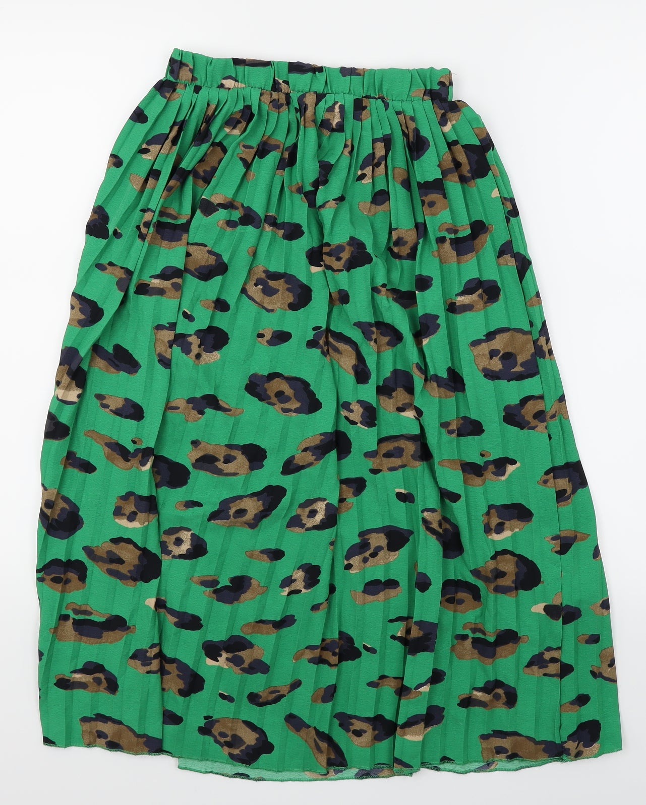 Primark Womens Green Animal Print  Pleated Skirt Size 8