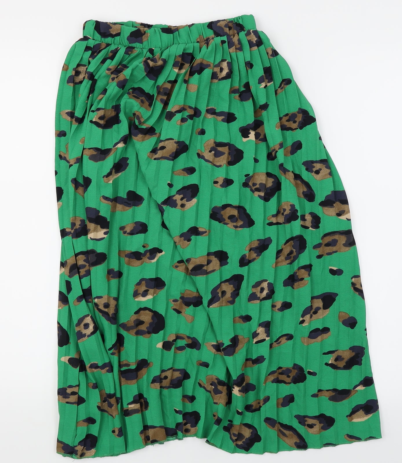 Primark Womens Green Animal Print  Pleated Skirt Size 8