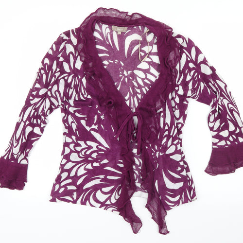 Soon Womens Purple Geometric  Cardigan Jumper Size 12