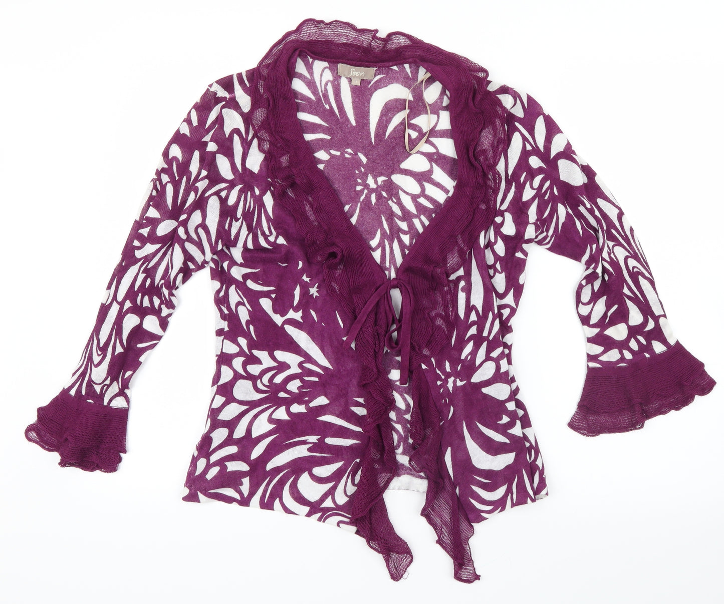 Soon Womens Purple Geometric  Cardigan Jumper Size 12