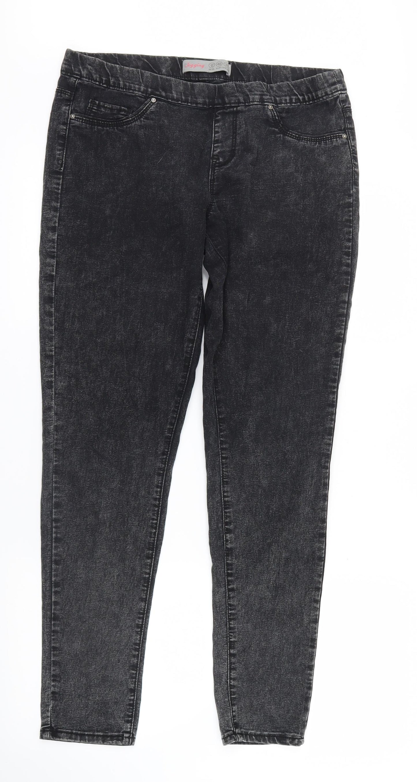 Denim Co. Womens Black  Denim Jegging Jeans Size 12 L29 in